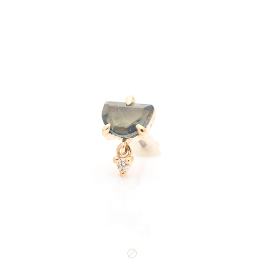 Freeform Sapphire with Diamond Dangle Press-Fit End by Modern Mood