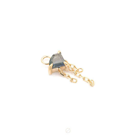 Greenish Blue Sapphire Claw Set 3 Chains Charm Freeform by Modern Mood