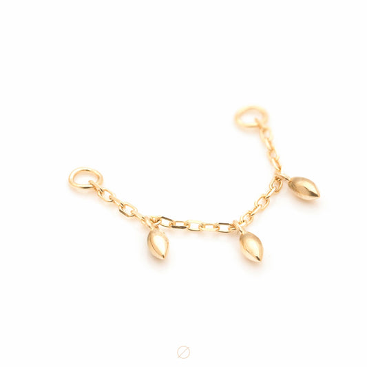 3 Dripping Marquise Gold Beads Chain by Modern Mood