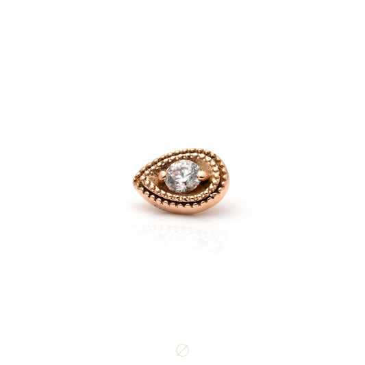 Double Milgrain Pear Threaded End in Rose Gold by LeRoi