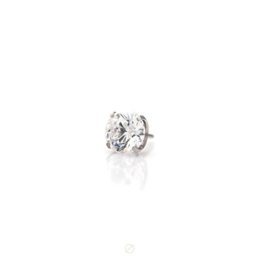 Prong-Set (White CZ) Press-Fit End in Titanium by Canasteel