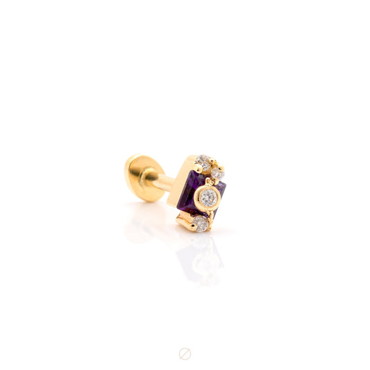 Abundance with Amethyst Complete Threaded Piece in Yellow Gold by Pupil Hall