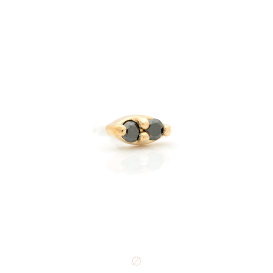 Dyad with Black Diamonds in Yellow Gold Press-Fit End by Alchemy Adornment