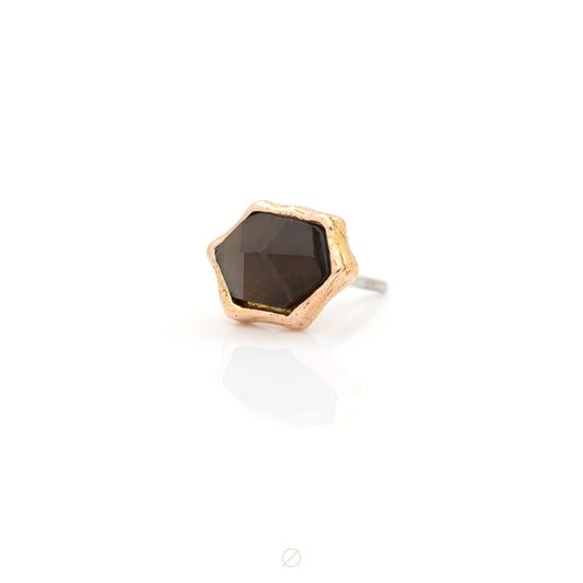 Pump Up The Volume with Smokey Quartz Press-Fit End in Rose Gold by Buddha Jewelry Organics